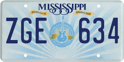 MS license plate ZGE634