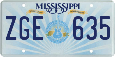 MS license plate ZGE635