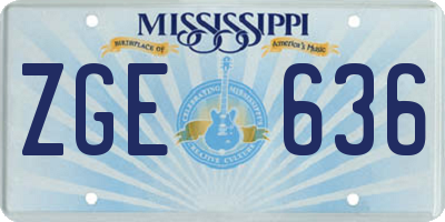 MS license plate ZGE636