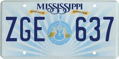 MS license plate ZGE637