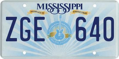 MS license plate ZGE640