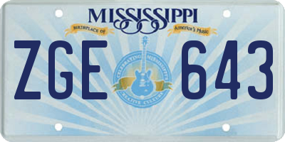 MS license plate ZGE643
