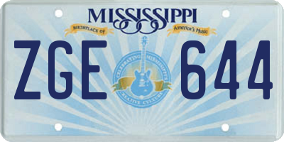 MS license plate ZGE644