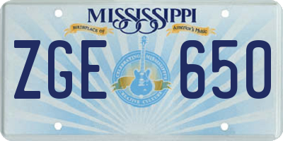 MS license plate ZGE650