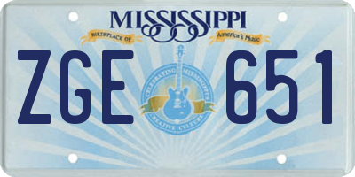 MS license plate ZGE651