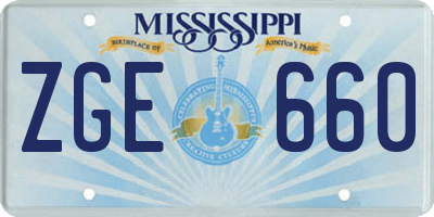MS license plate ZGE660