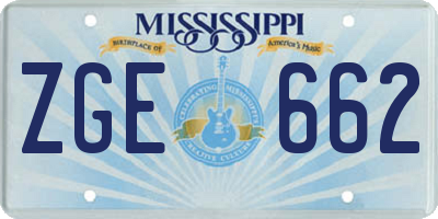 MS license plate ZGE662