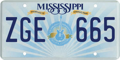 MS license plate ZGE665