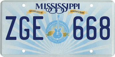MS license plate ZGE668