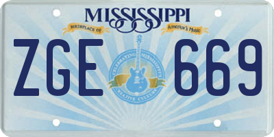 MS license plate ZGE669