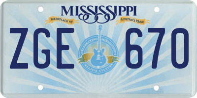 MS license plate ZGE670