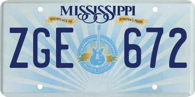 MS license plate ZGE672