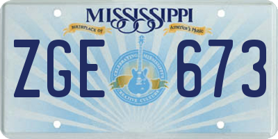MS license plate ZGE673