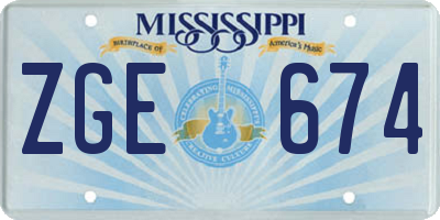 MS license plate ZGE674