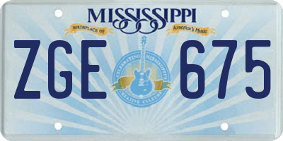 MS license plate ZGE675