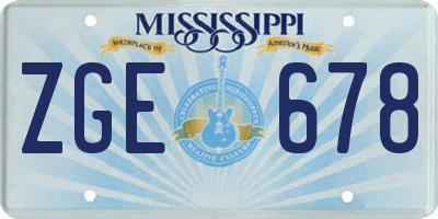 MS license plate ZGE678