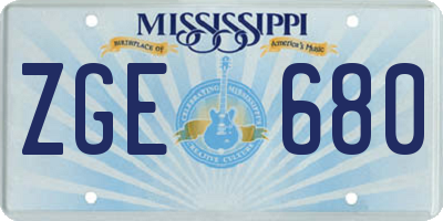 MS license plate ZGE680