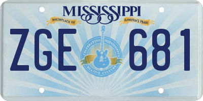 MS license plate ZGE681