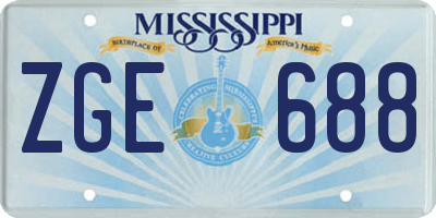 MS license plate ZGE688