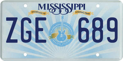 MS license plate ZGE689