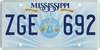 MS license plate ZGE692