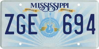 MS license plate ZGE694