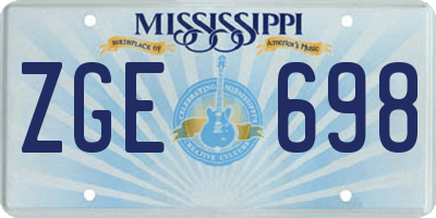 MS license plate ZGE698