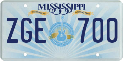 MS license plate ZGE700
