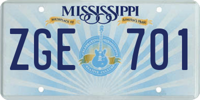 MS license plate ZGE701