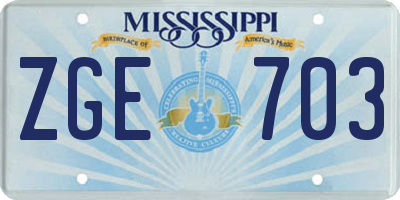 MS license plate ZGE703