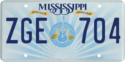 MS license plate ZGE704