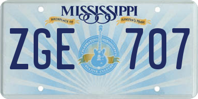 MS license plate ZGE707