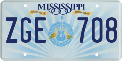 MS license plate ZGE708