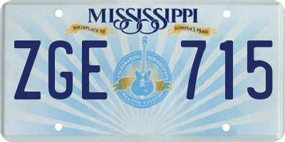 MS license plate ZGE715