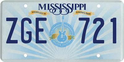 MS license plate ZGE721
