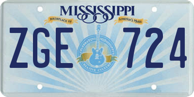 MS license plate ZGE724
