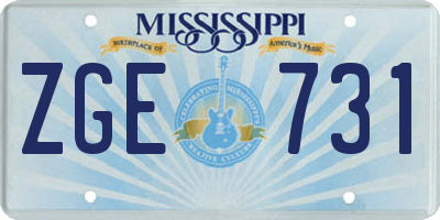 MS license plate ZGE731