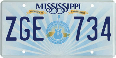 MS license plate ZGE734