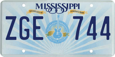 MS license plate ZGE744