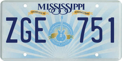 MS license plate ZGE751