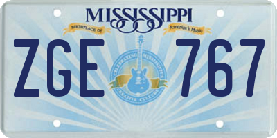 MS license plate ZGE767