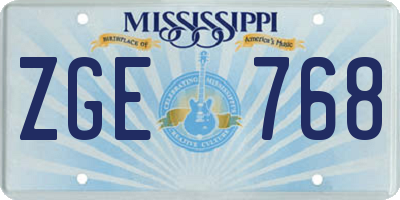 MS license plate ZGE768