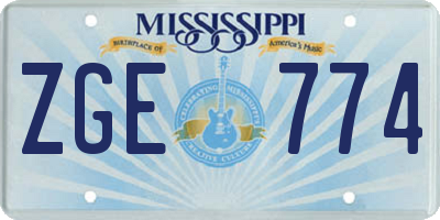 MS license plate ZGE774