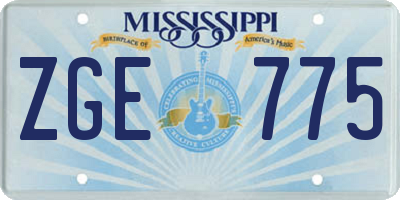 MS license plate ZGE775