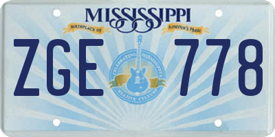 MS license plate ZGE778