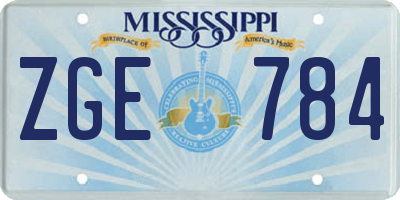 MS license plate ZGE784