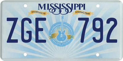 MS license plate ZGE792