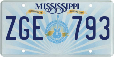 MS license plate ZGE793