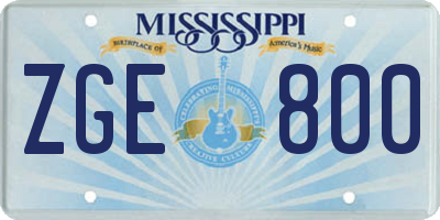 MS license plate ZGE800