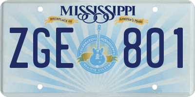 MS license plate ZGE801